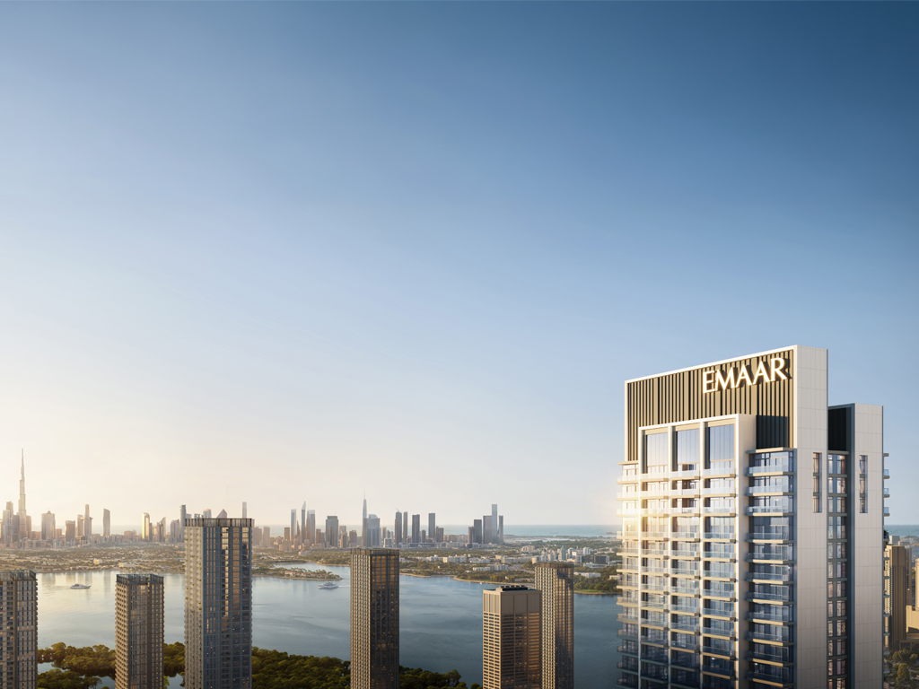 Valia tower by Emaar overlooking Dubai Creek and the city skyline