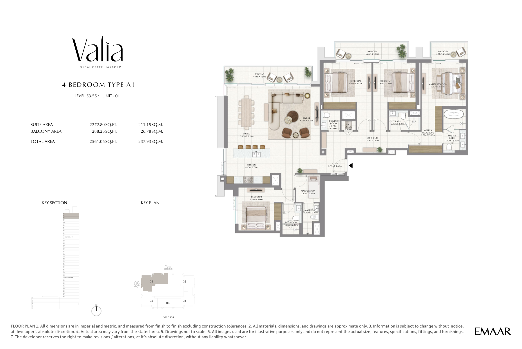 Valia 4-bedroom Type A1 floor plan, 2,561 sq ft