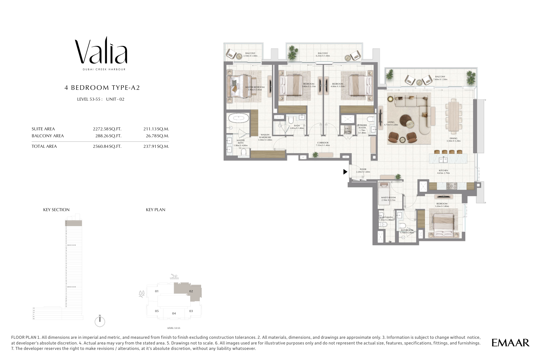 Valia 4-bedroom Type A2 floor plan, 2,561 sq ft